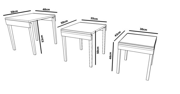 میز سه سایز گردویی معتقد کد ۲۰۰۳۴m9
