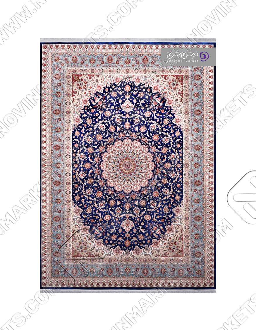 فرش بهشتی کلکسیون آیتان کد R26 سرمه ای آبی