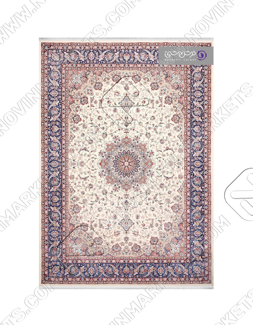 فرش بهشتی کلکسیون آیتان کد T31 موزی سرمه ای
