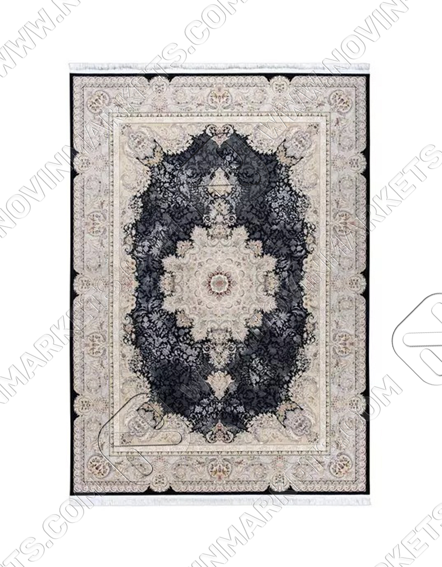 فرش محتشم کلاسیک طرح 10ES0160 سرمه ای