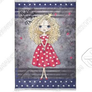 فرش محتشم طرح کودک دختر صورتی کد 2599012090 تمام رنگ